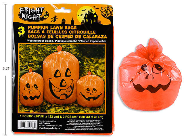 Carton of 36 Pumpkin Lawn Bags With Twist Ties