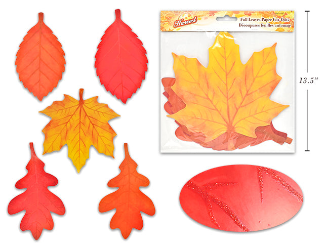 Carton of 36 Fall Leaves Paper Cut Outs