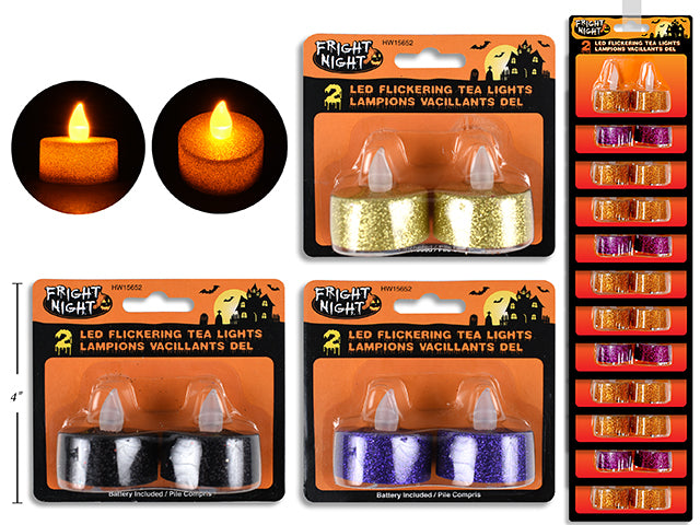 Carton of 24 Halloween Glitter Flickering T Light Candle