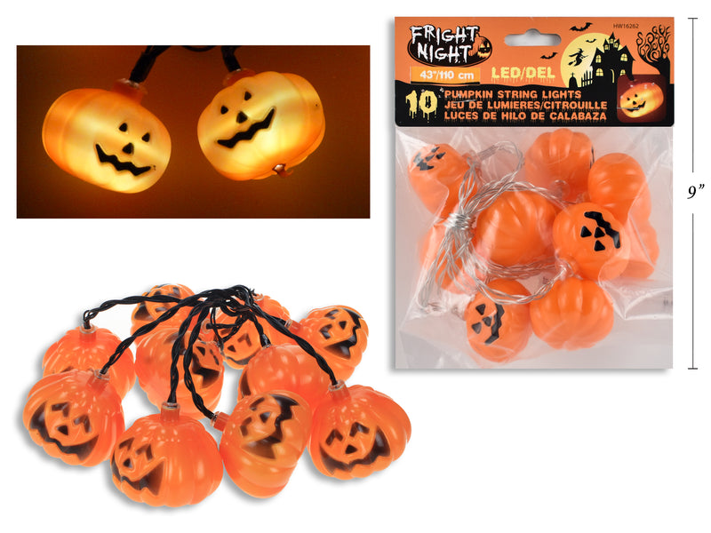 Carton of 18 Battery Operated Pumpkin String Lights 10 Pack