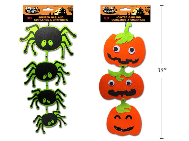 Carton of 24 Halloween Die Cut 3D Felt Jointed Decor