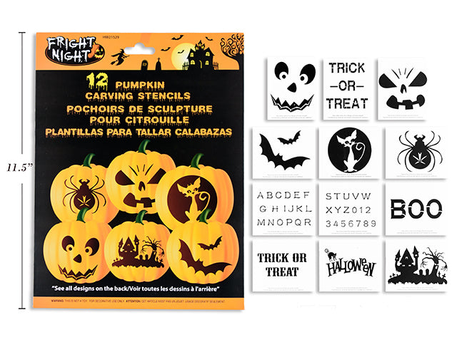 Carton of 24 Pumpkin Carving Stencils 12 Pack