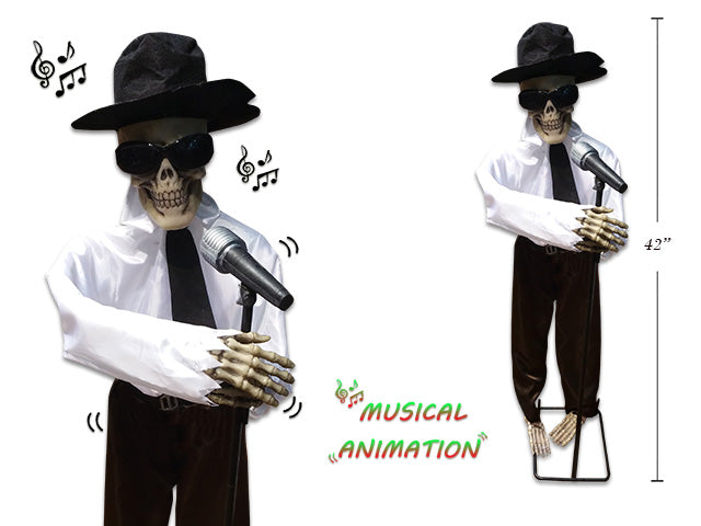 Carton of 2 Sound Activated Animated Skeleton Lounge Singer