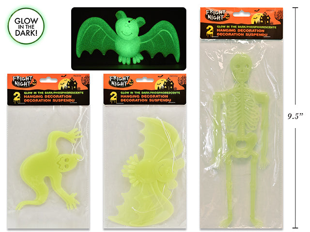 Carton of 24 Halloween Glow In The Dark Hanging Decoration 2 Pack