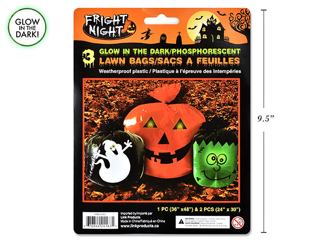 Carton of 36 Halloween Glow In The Dark Lawn Leaf Bags