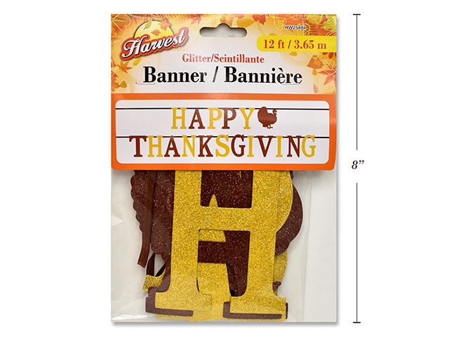 Carton of 24 Happy Thanksgiving Glitter Banner