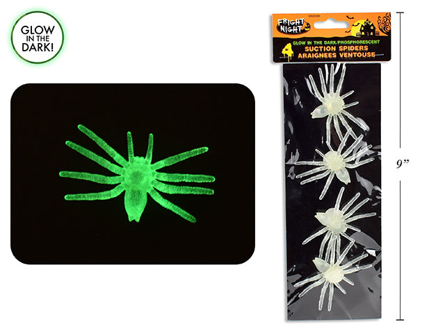 Carton of 24 Glow In The Dark Suction Spiders 4 Pack