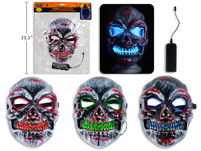 Carton of 12 Halloween Led Neon Wire Pvc Monster Mask