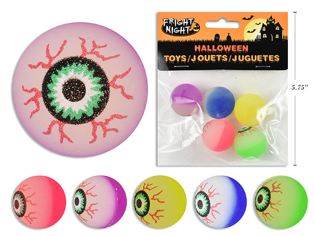 Carton of 24 Halloween 2 Tone High Bounce Eye Balls 5 Pack