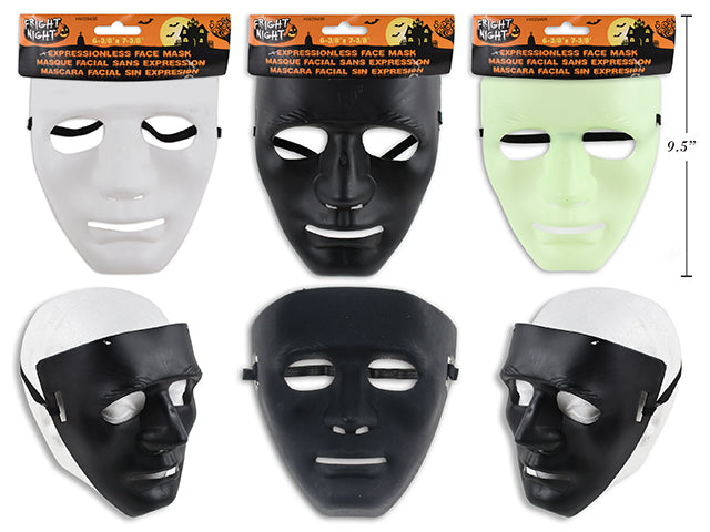 Carton of 24 Halloween Plastic Expressionless Face Mask