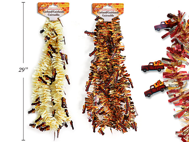 Carton of 24 Harvest Die Cut Pumpkin Truck Tinsel Garland