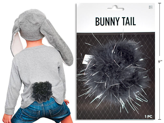 Carton of 24 Black Plush With Tinsel Pom Pom Bunny Tail