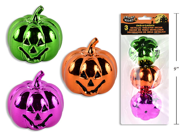 Carton of 24 Halloween Metallic Jack O Lantern Tabletop Decor