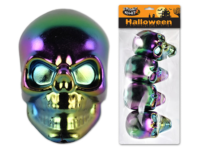 Carton of 12 Halloween Black Skull Tabletop Decor