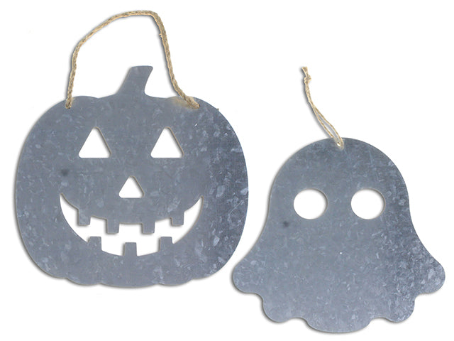 Carton of 36 Halloween Die Cut Galvanized Hanging Plaque