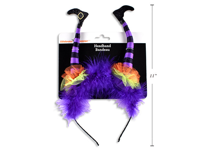 Carton of 24 Halloween Witch Legs Headband With Fur