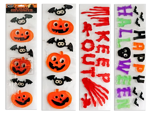 Carton of 24 Halloween Gel Cling Banner