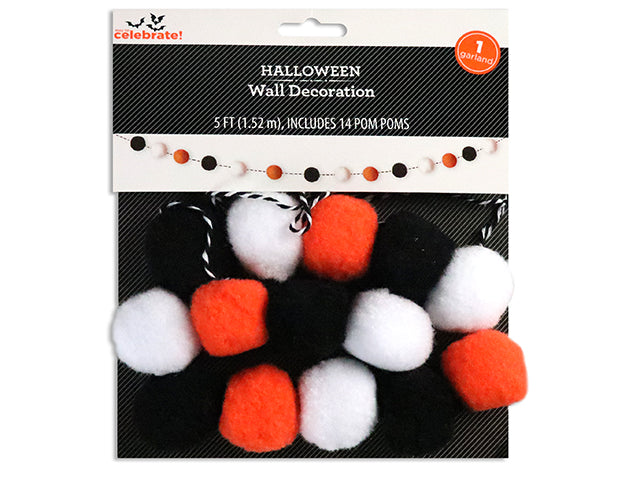 Carton of 24 Halloween Pom Pom Garland