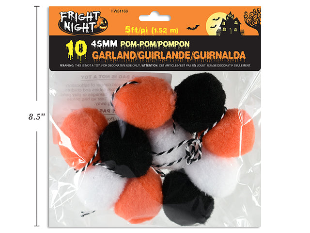 Carton of 24 Halloween Pom Pom Garland