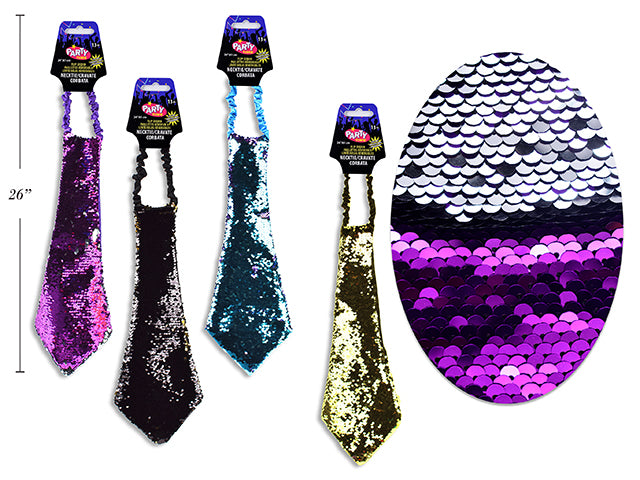 Carton of 24 Halloween Flip Sequin Necktie With Elastic Strap