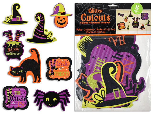 Carton of 24 Halloween Glitter Cut Outs