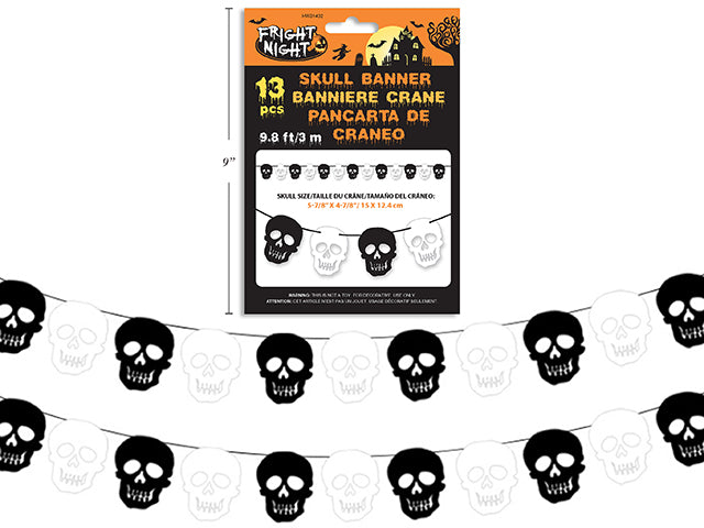 Carton of 24 Halloween Skull Banner