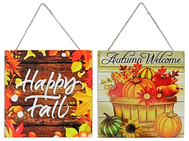 Carton of 24 Harvest Hanging Welcome Sign With Metal Handle