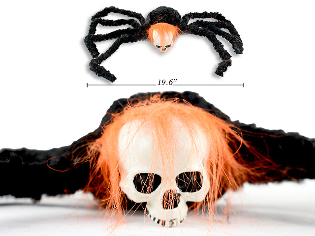 Carton of 24 Halloween Velvet Neon Skull Spider