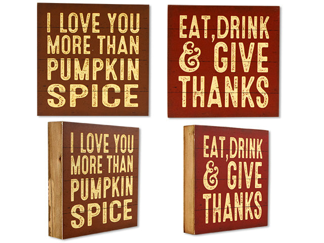 Carton of 12 Harvest Square Plaque With Sayings