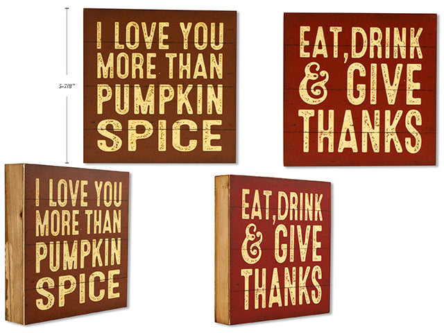 Carton of 12 Harvest Square Plaque With Sayings