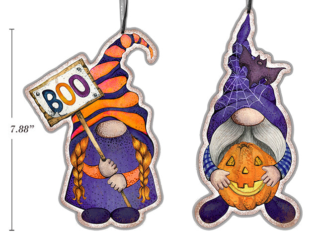 Carton of 24 Halloween Hanging Gnome With Witch Hat Plaque