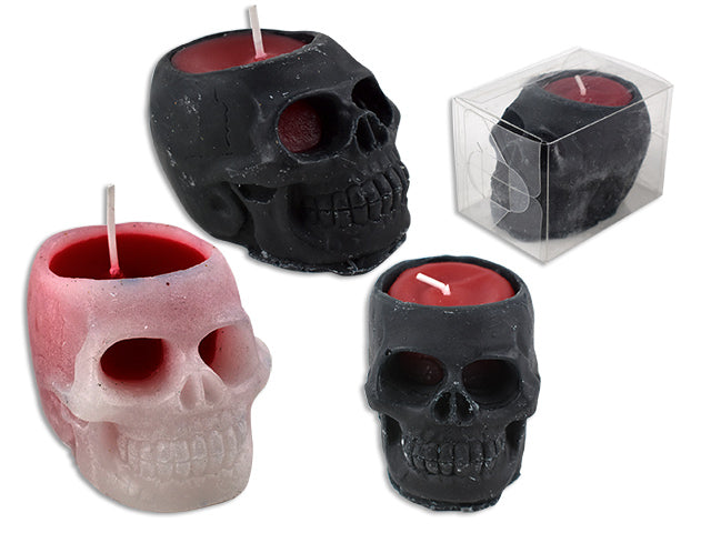 Carton of 24 Halloween 3D Skull Candle