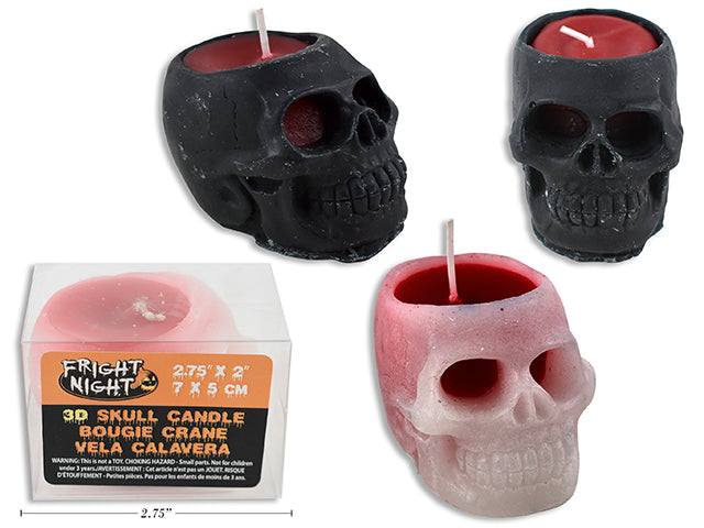 Carton of 24 Halloween 3D Skull Candle