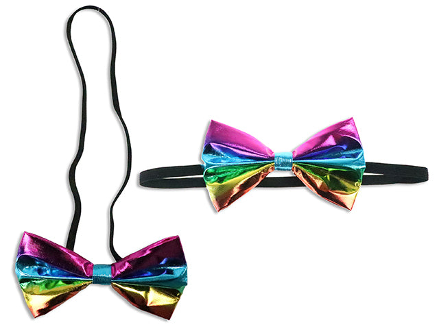 Carton of 24 Halloween Metallic Rainbow Bow Tie