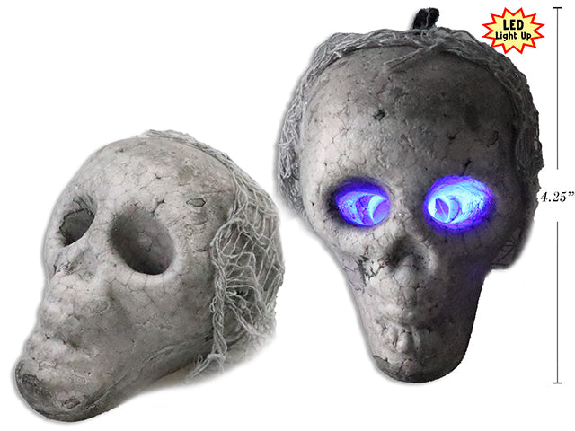 Carton of 24 Halloween Led Foam Hanging Skull