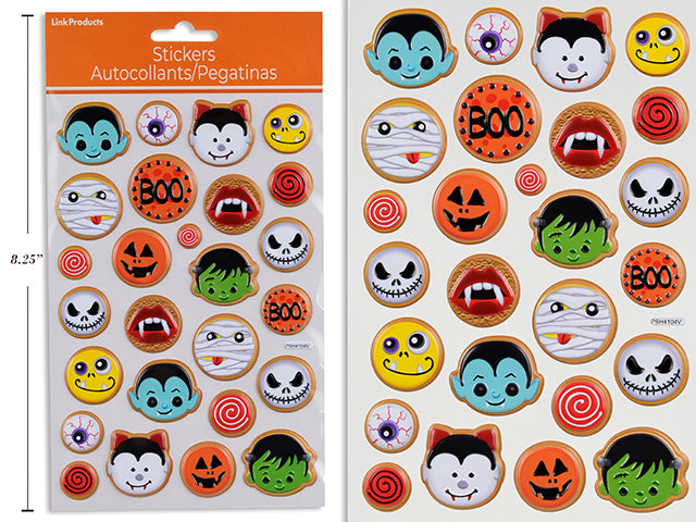 Carton of 24 Halloween Gold Outline Embossed Pop Up Stickers