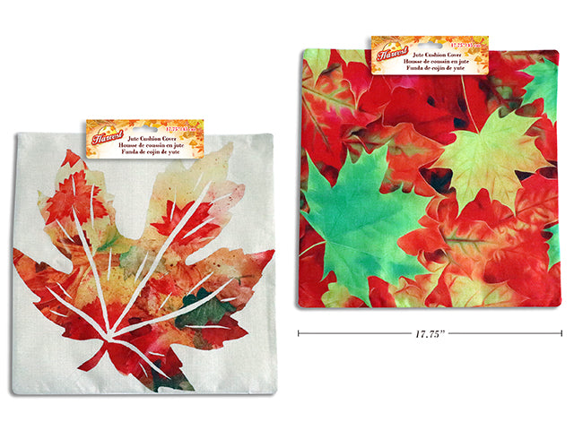 Carton of 12 Harvest Maple Leaves Jute Cushion Cover