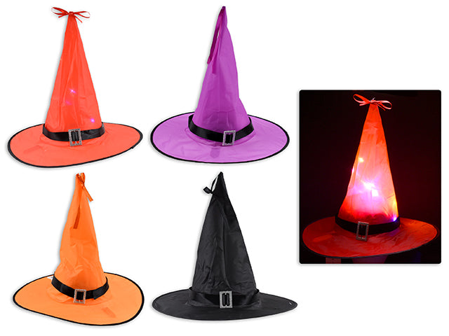 Carton of 12 Halloween Led Hanging Witch Hat