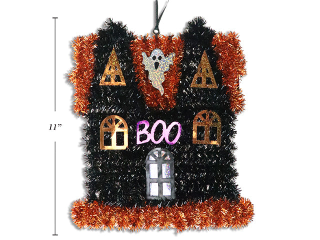 Carton of 24 Halloween Tinsel Hanging Haunted House