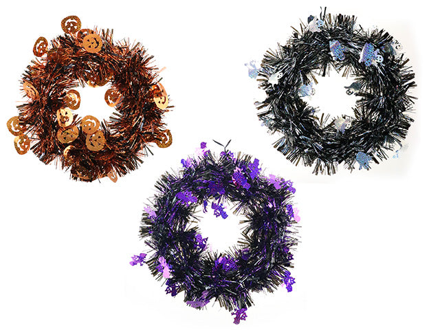 Carton of 24 Halloween 2 Tone Die Cut Tinsel Wreath