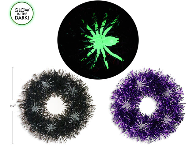 Carton of 24 Halloween Spiders Tinsel Wreath