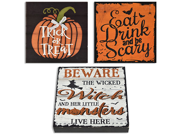 Carton of 12 Halloween Square Plaque