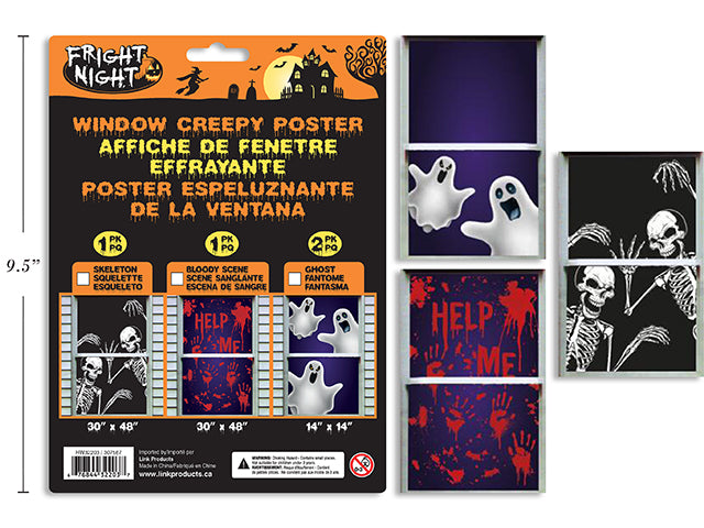 Carton of 24 Halloween Window Creepy Corner Poster