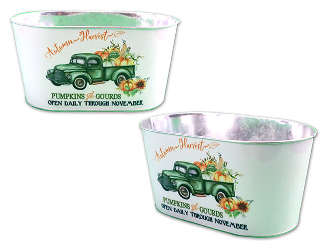 Carton of 24 Harvest Pumpkin Truck Oblong Metal Bucket