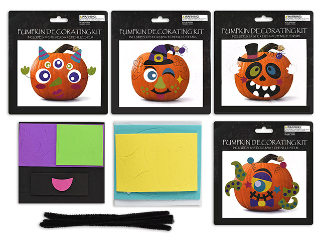 Carton of 24 Halloween Foam Pumpkin Decoration Stickers And Chenille Stems Craft Kit