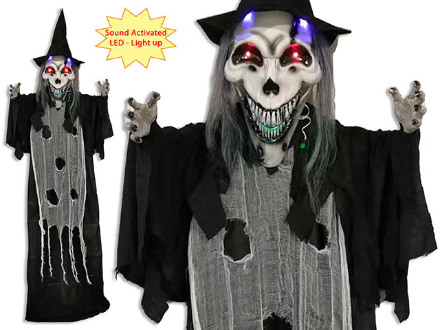 Carton of 4 Halloween Battery Operated Led Sound Activated Long Face Circus Character