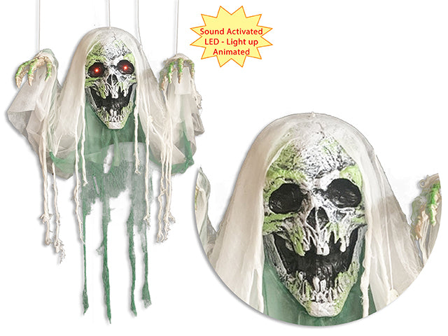 Carton of 4 Halloween Battery Operated Led Sound Activated Animated Floating Skeleton