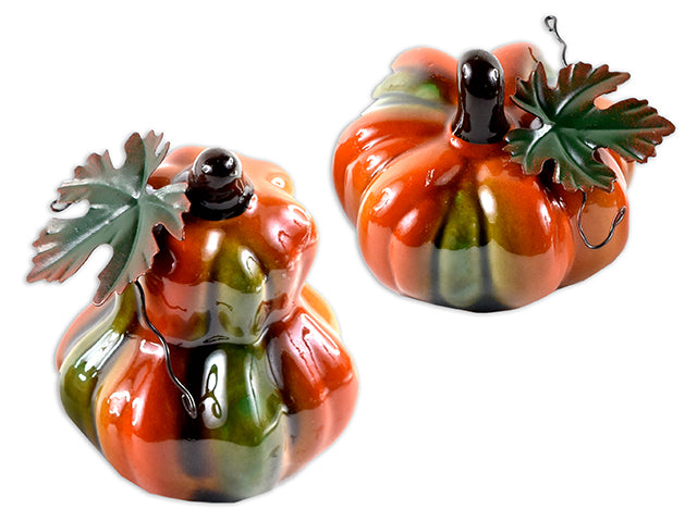 Carton of 24 Harvest Ceramic Pumpkin With Metal Vines And Leaves Tabletop Decoration