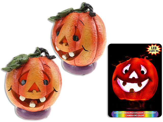 Carton of 12 Halloween Battery Operated Led Polyresin Jack O Lantern Tabletop Decoration