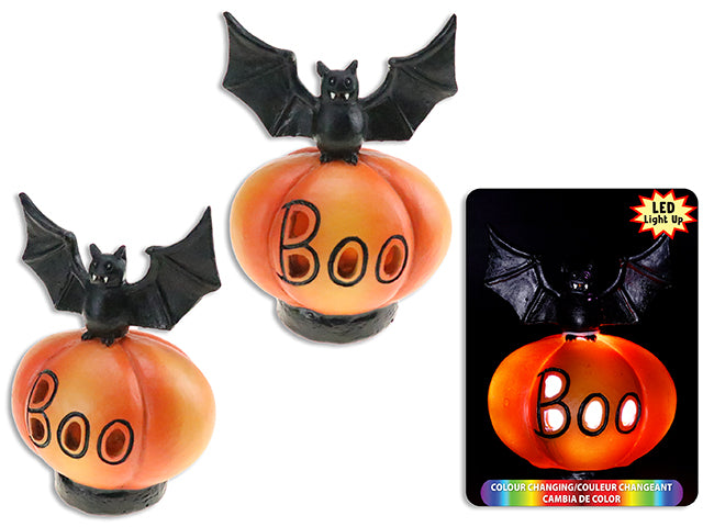 Carton of 12 Halloween Battery Operated Led Polyresin Pumpkin Tabletop Decoration